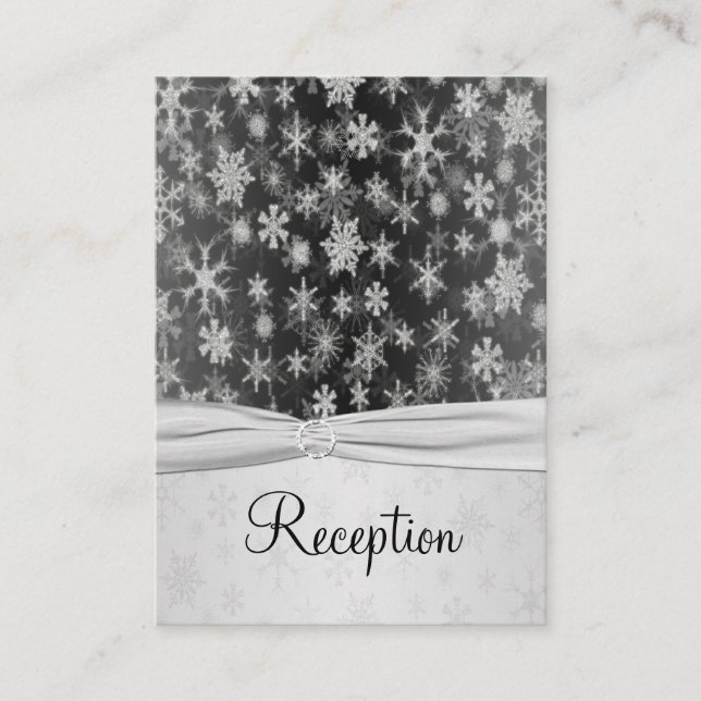 Black and Silver Snowflakes Enclosure Card (Front)