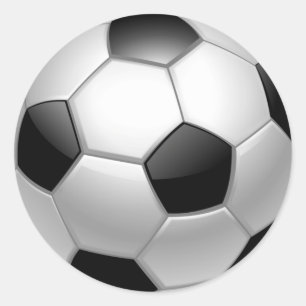 Black and Silver Soccer Ball Classic Round Sticker