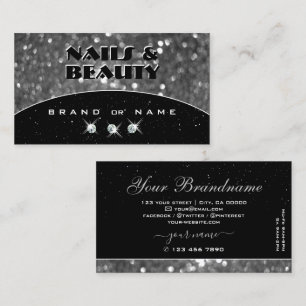 Black and Silver Sparkle Glitter Shimmery Diamonds Business Card