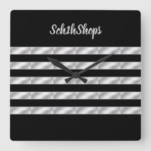 Black and silver striped wall clock