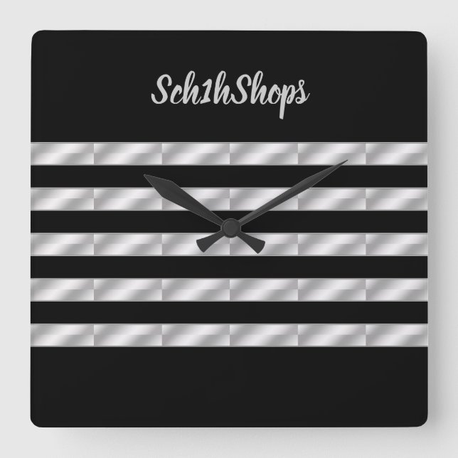 Black and silver striped wall clock (Front)