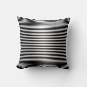 Black and Silver Stripes Cushion
