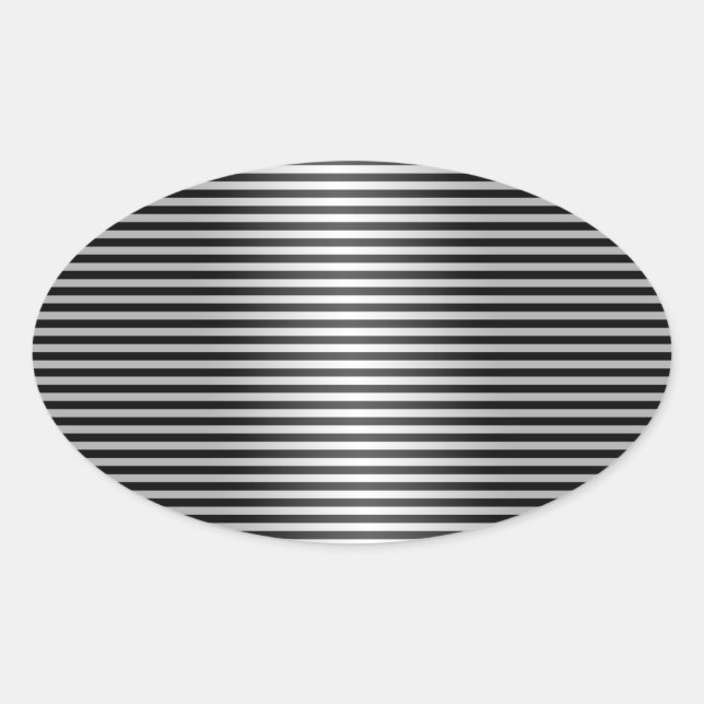 Black and Silver Stripes Oval Sticker (Front)