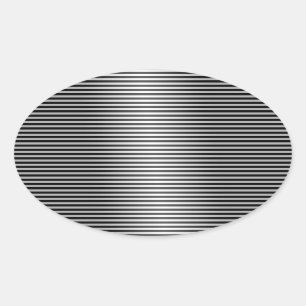 Black and Silver Stripes Oval Sticker
