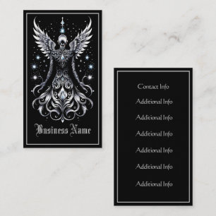 Black And Silver Tattoo Angel   Business Card