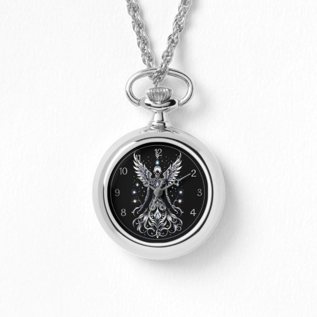 Black And Silver Tattoo Angel Watch (Front)