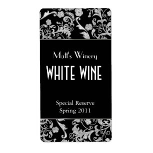Black and Silver Tone Fleur Home Made Wine Labels