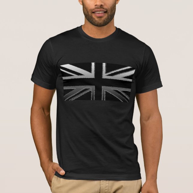 Black and Silver Union Jack Flag Men's T-Shirt (Front)