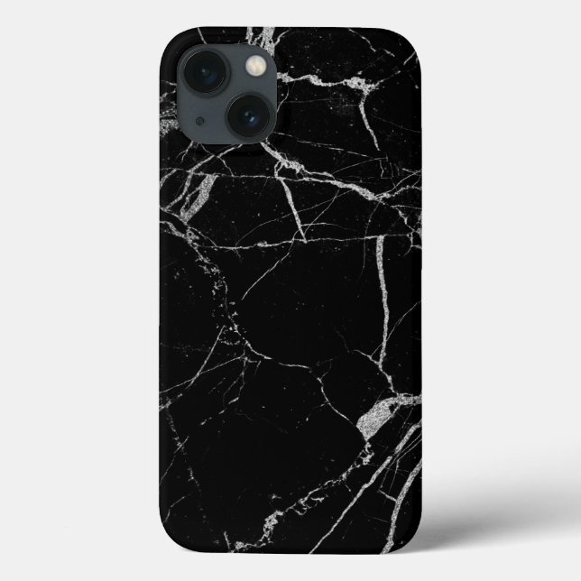 Black and Silver Vein Marble Case-Mate iPhone Case (Back)