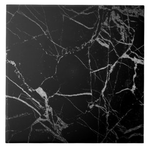 Black and Silver Vein Marble Ceramic Tile