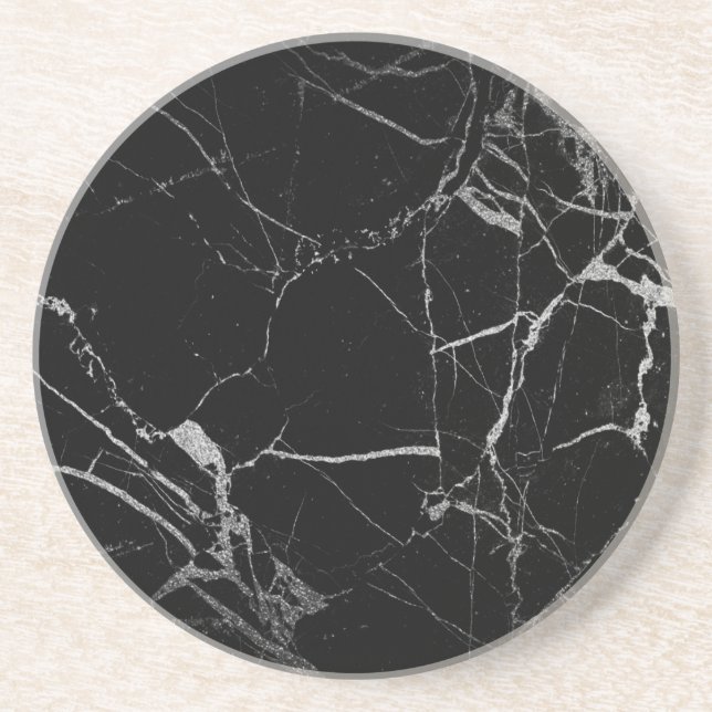 Black and Silver Vein Marble Coaster (Front)
