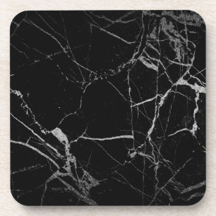 Black and Silver Vein Marble Coaster