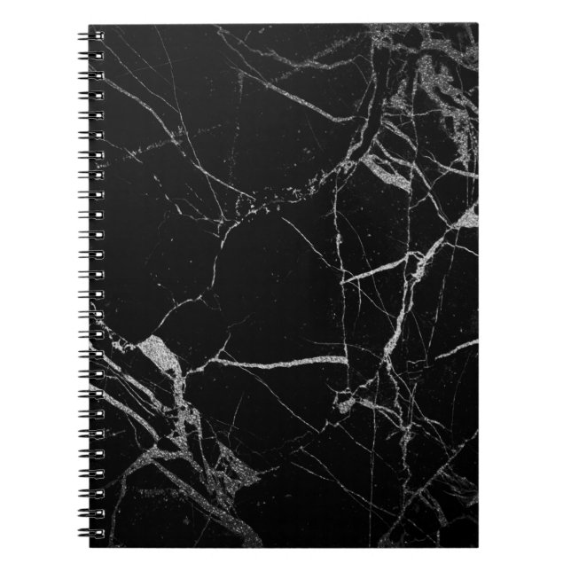 Black and Silver Vein Marble Notebook (Front)