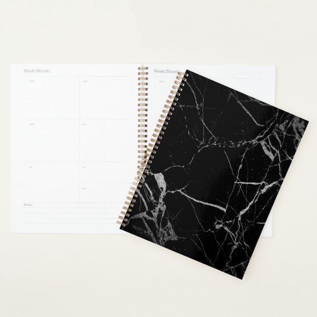 Black and Silver Vein Marble Planner (Display)