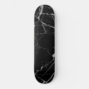 Black and Silver Vein Marble Skateboard