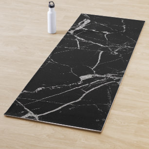 Black and Silver Vein Marble Yoga Mat