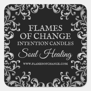 Black And Silver Vintage Spell Candle Labels