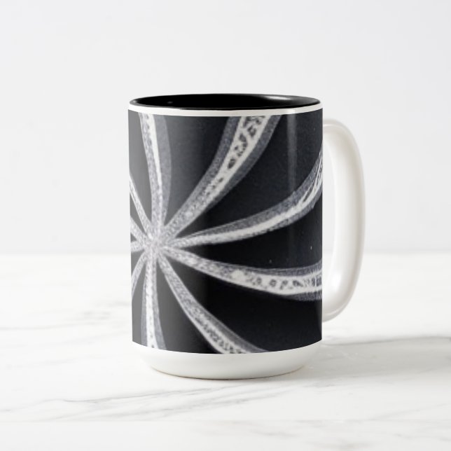 Black and Silver Wheel Two-Tone Coffee Mug (Front Right)