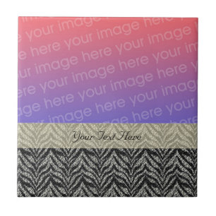 Black And Silver Zebra Stripes Your Photo Ceramic Tile