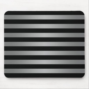 Black and Silvery Grey Stripes Pattern Mouse Pad