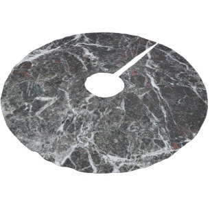Black And Smoke Grey Marble Texture Brushed Polyester Tree Skirt