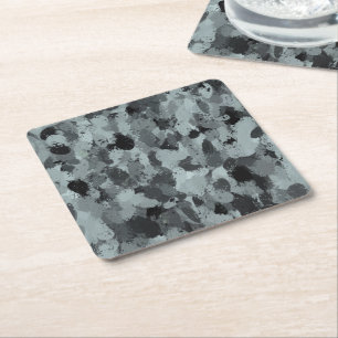 Black and Smokey Pastel Blue 3216 Square Paper Coaster