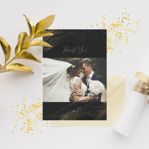 Black and Sparkly Gold Thank You Cards