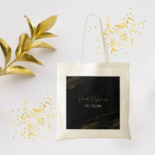 Black and Sparkly Gold Tote Bag
