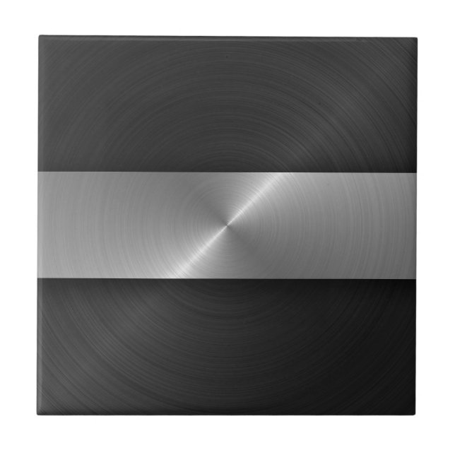Black And Steel Ceramic Tile (Front)
