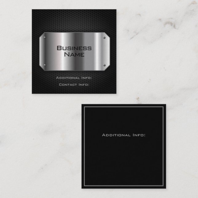 Black And Steel Square Business Card (Front/Back)