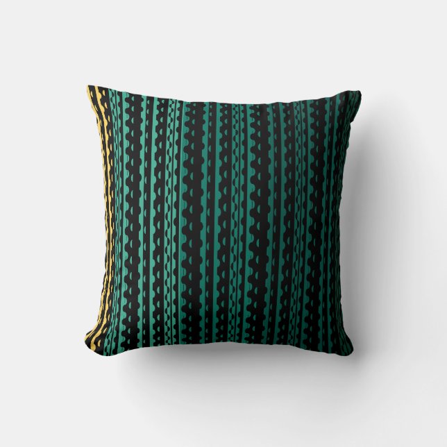 Black and Summer Green Winding Lines Pillow (Front)