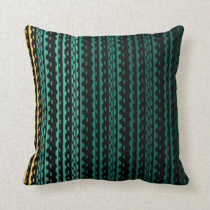 Black and Summer Green Winding Lines Pillow