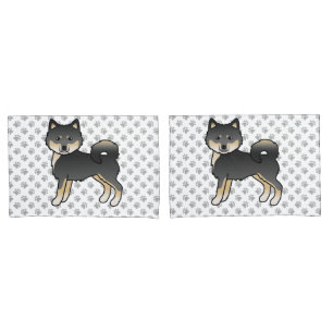 Black And Tan Alaskan Malamute Cute Cartoon Dog Pillowcase
