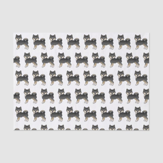Black And Tan Alaskan Malamute Cute Dog Pattern Tissue Paper (Front)