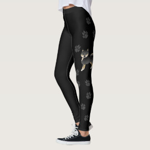 Black And Tan Alaskan Malamute Cute Dog & Paws Leggings
