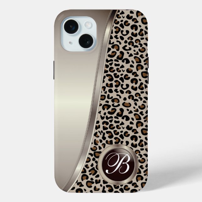 Black and Tan Brown Leopard Print | Monogram Case-Mate iPhone Case (Back)