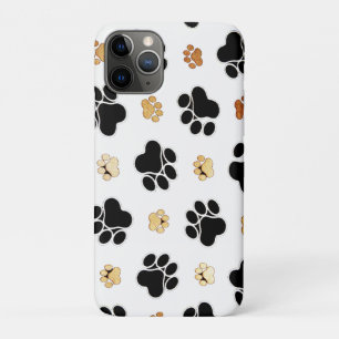 Black and tan canine dog paw print white iPhone 11 pro case