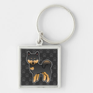 Black And Tan Cartoon Shiba Inu Key Ring