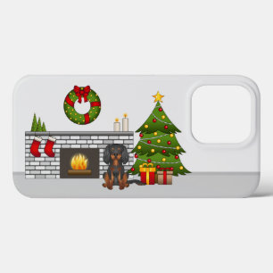 Black And Tan Cavalier Dog In A Christmas Room iPhone 13 Pro Case