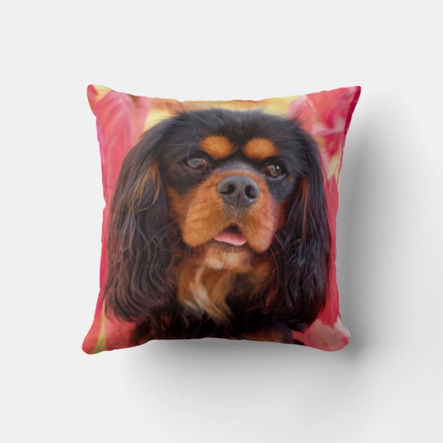 Black and Tan Cavalier King Charles Spaniel Dog Cushion (Back)