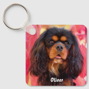 Black and Tan Cavalier King Charles Spaniel Dog Key Ring