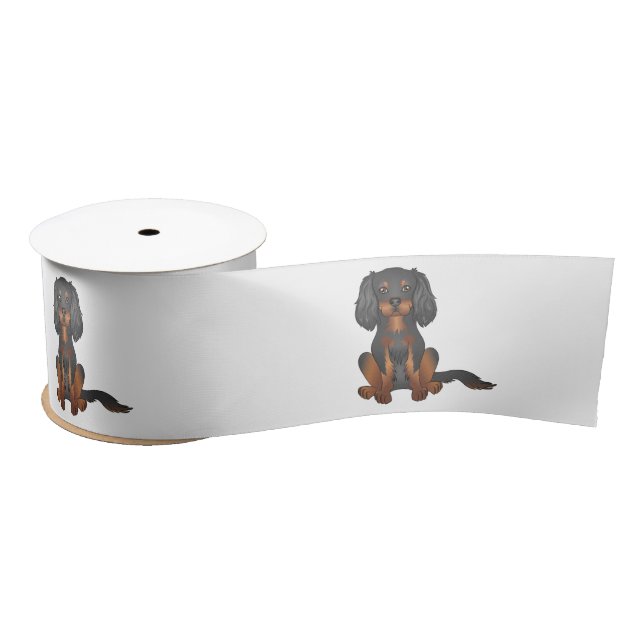 Black And Tan Cavalier King Charles Spaniel Dog Satin Ribbon (Spool)
