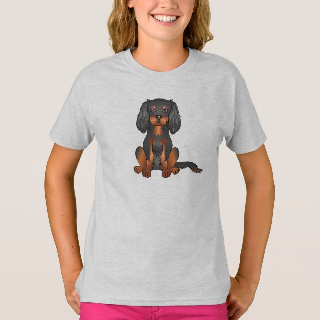 Black And Tan Cavalier King Charles Spaniel Dog T-Shirt (Front)