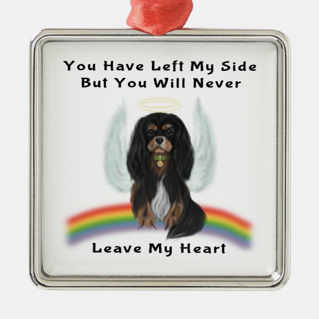 Black and Tan Cavalier Pet Loss Gifts Metal Ornament (Front)