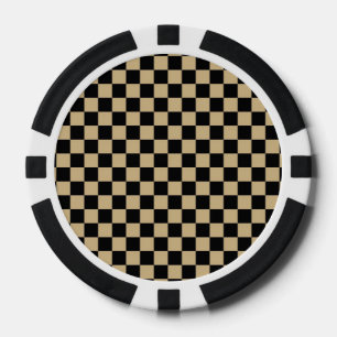 Black and Tan Chequered Poker Chips