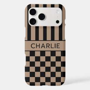 Black and Tan Chequered Striped Personalised