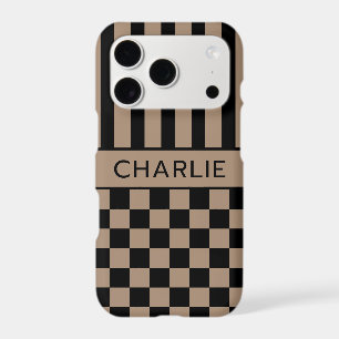 Black and Tan Chequered Striped Personalised