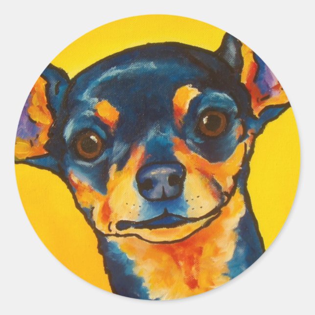 Black and Tan Chihuahua Classic Round Sticker (Front)