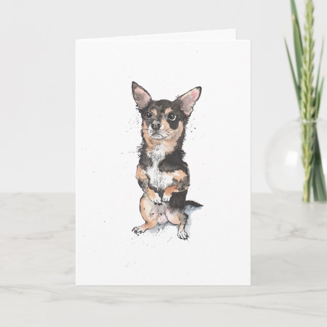 Black and Tan Chihuahua, funny Dog Birthday Card (Front)