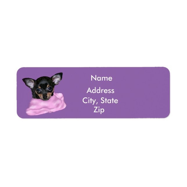 Black and Tan Chihuahua Puppy Return Address Label (Front)